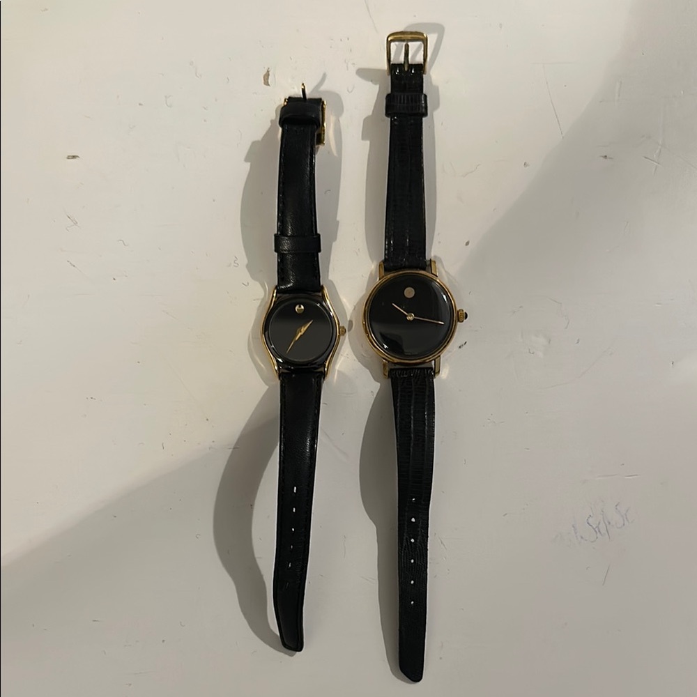 Movado Black and Gold Timepieces